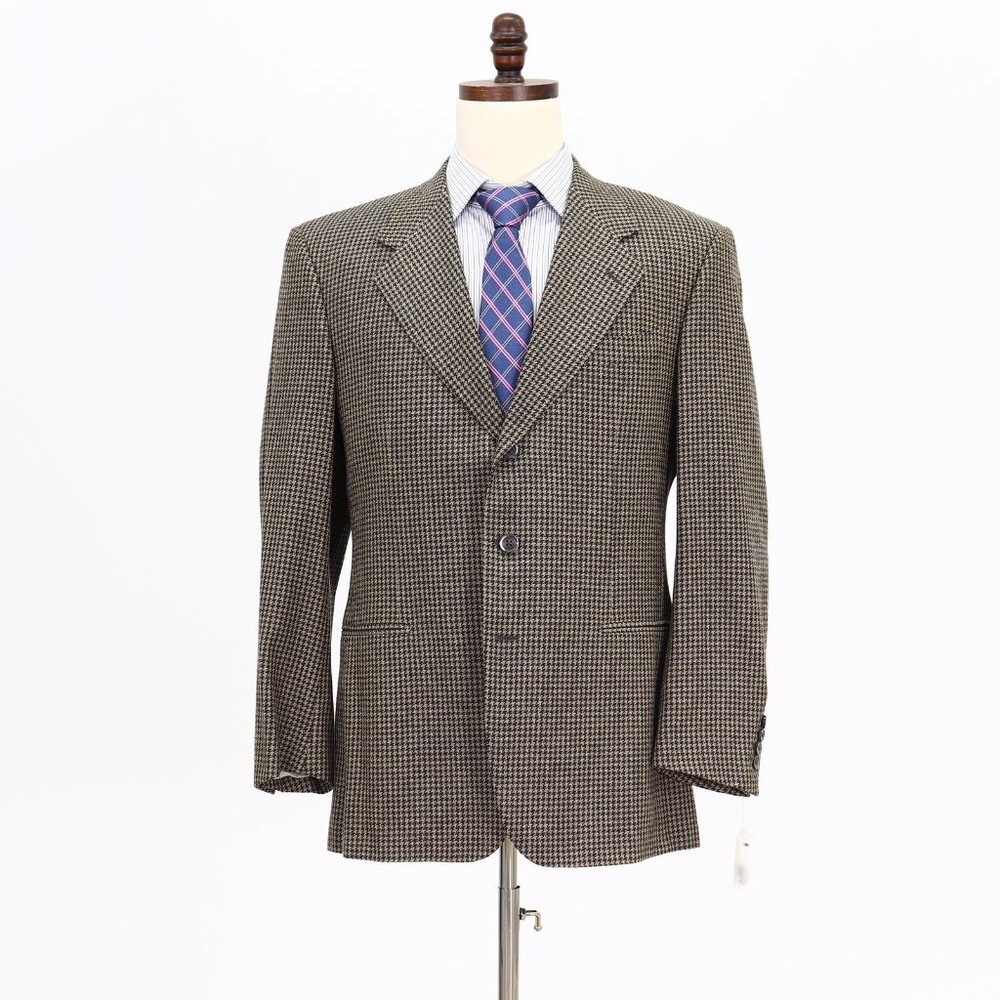 Ravazzolo 40R Beige Houndstooth 3-Button Sport Coat Blazer Jacket V006